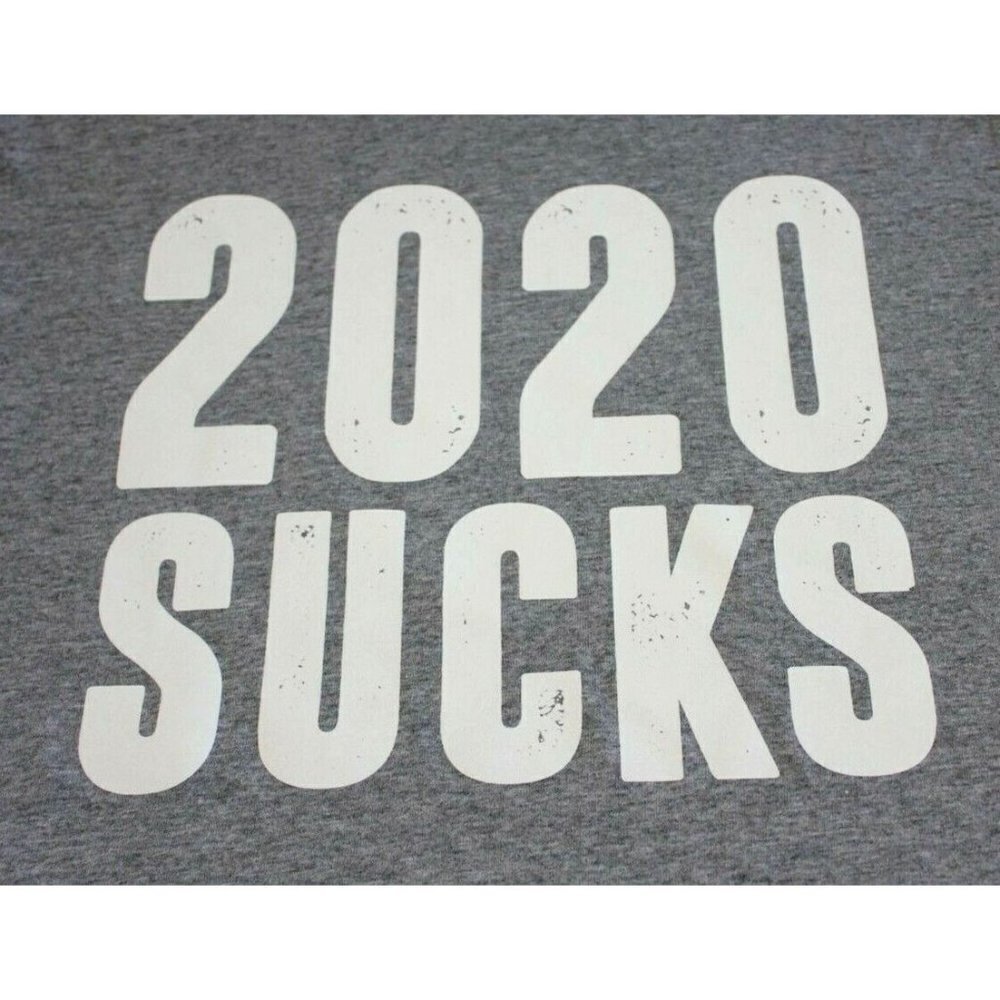 Jerzees 2020 Sucks Mens T Shirt Sz M Gray Graphic Tee S/S Unisex Crew Pandemic - Picture 2 of 7